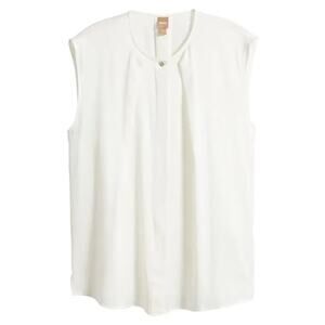 HUGO BOSS  Bielli Silk Cap-Sleeve Top Soft Cream SZ 4 (10) NEW $278!